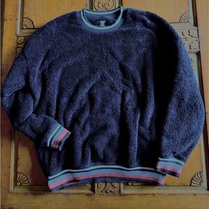 Men's Black Sweater with Striped Trim